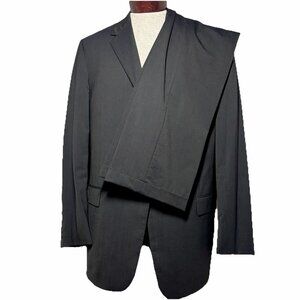 Vtg Calvin Klein Collection Brown Wool Striped Suit Sz 44 US 54IT Made In‎ Italy
